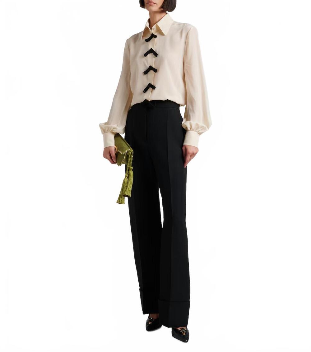 NEW VALENTINO GARAVANI crepe couture wide-leg pants in black